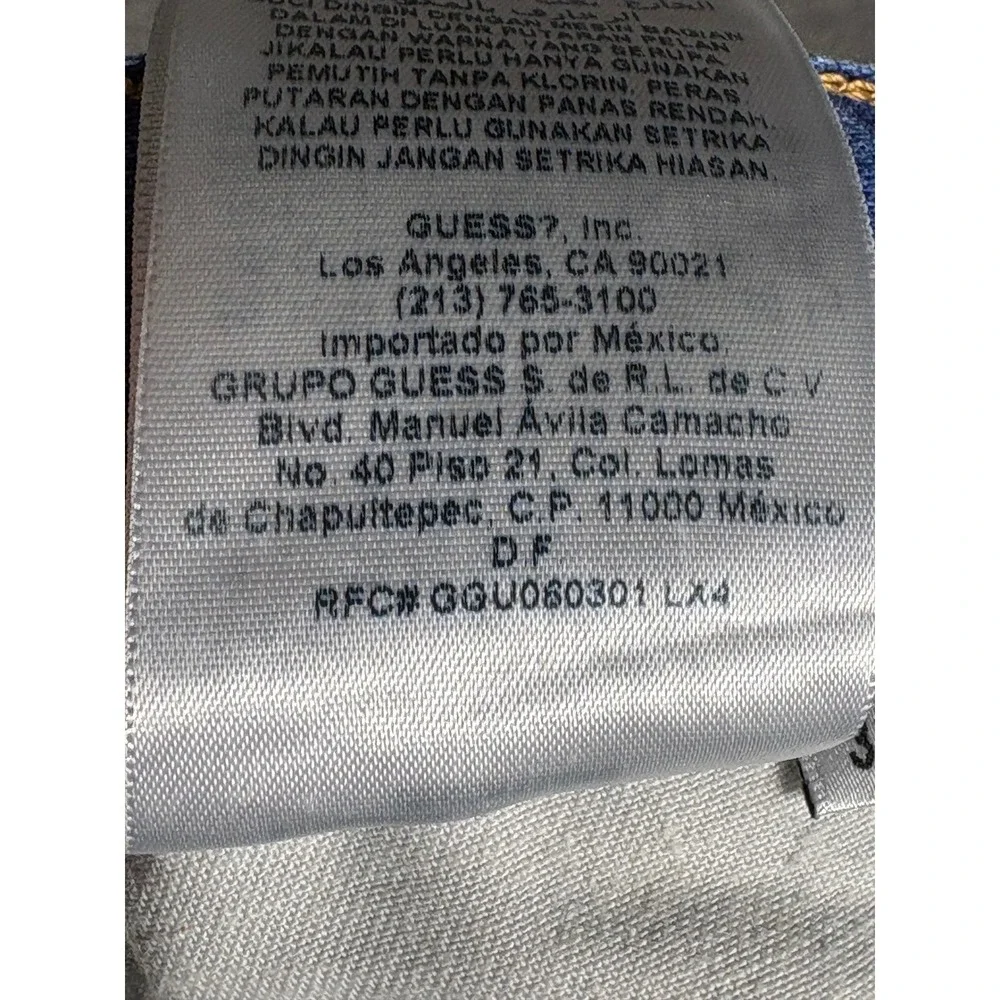 Guess Los Angeles Mens Slim Straight Distressed Blue Jeans Size 30 M71AS1R2J70‎